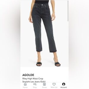 Agolde Riley High Waist Crop Straight Leg Jeans in Edit. Size 29.
